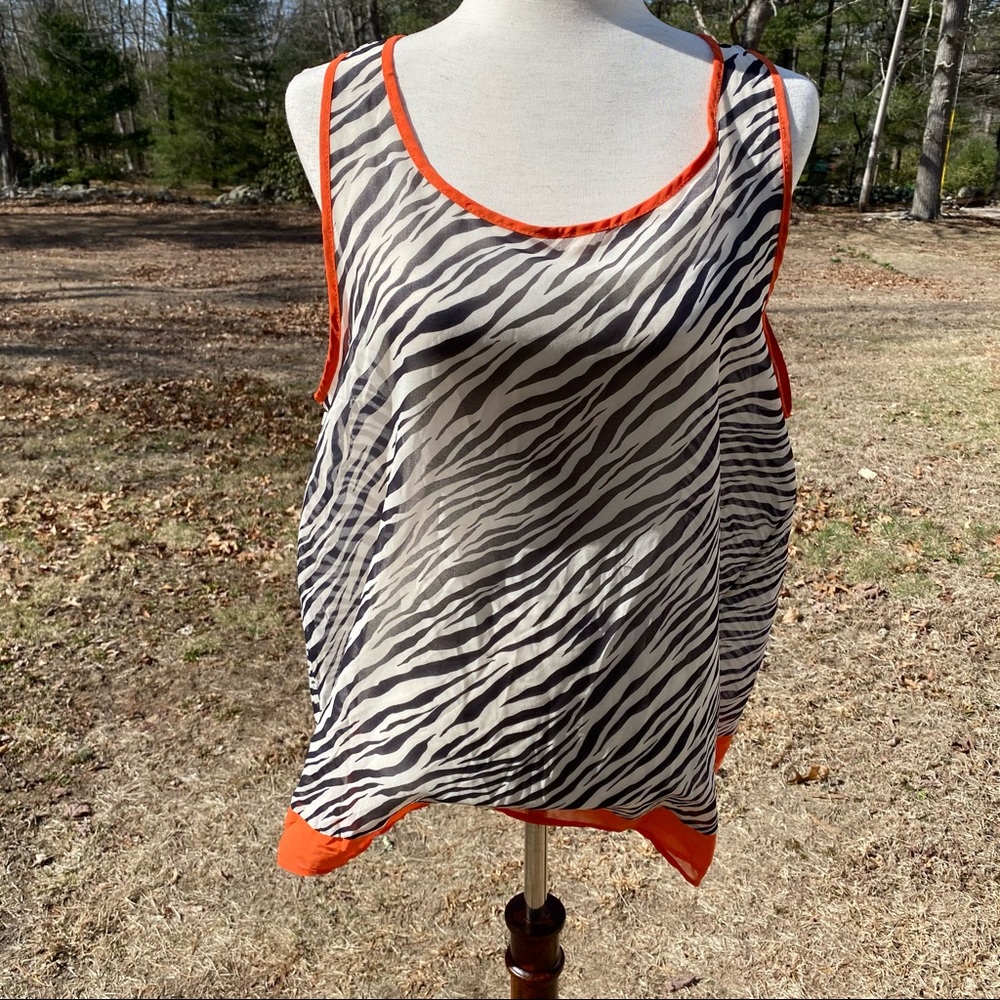 SWEET PEA TOP TANK BLACK WHITE ORANGE SHEER Size XL